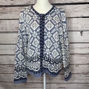 Vintage 2000 Tangents Ramie Wool Blend Icelandic Cardigan‎ Sweater MEDIUM Winter